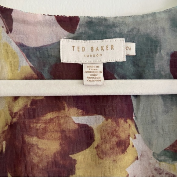 Ted Baker Bithana Set Tie Front Balloon Sleeve Blouse + Shorts Size 2 US 6 - Picture 5 of 10